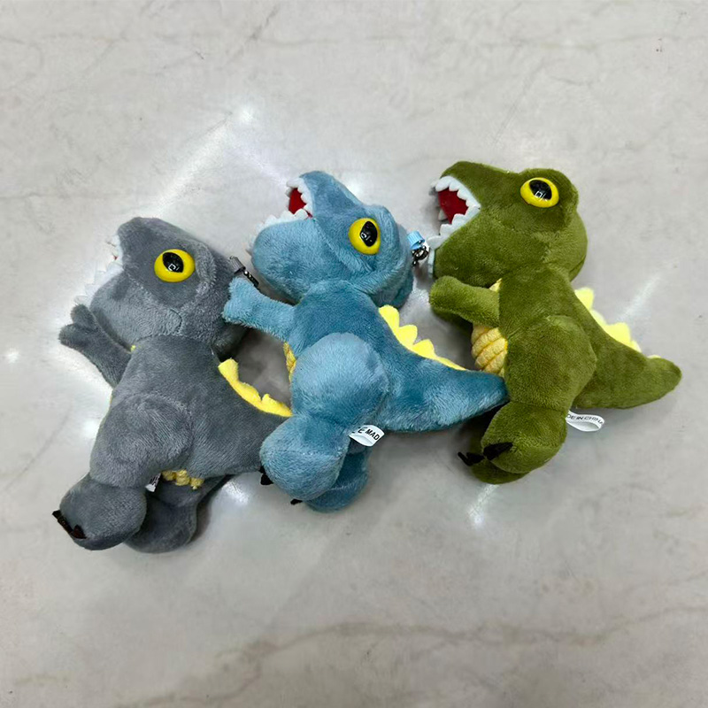 Tricolor big broken tolls dinosaurio mascota animal peluche muñeca de recuerdo colgante de perimetro de dibujos animados colgante de peluche llavero muppet colgante adorable decoración clip de regalo máquina de muñeca fábrica venta directa details Picture