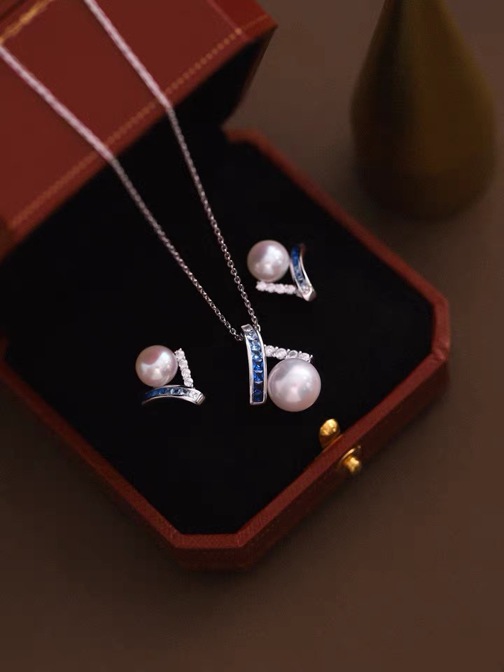 深海蓝钻V型珍珠耳钉 小众设计感几何三角耳饰
耳钉 项链 铜配饰