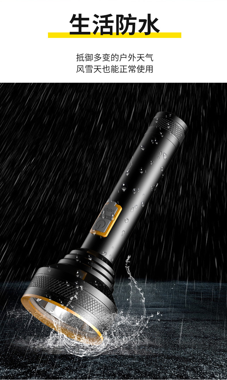 X123充电铝合金手电筒强光手电筒便携手握家用户外电筒详情10