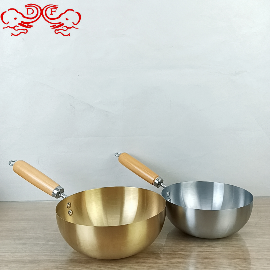 DF68244 wooden-handled small wok, thickened stainless steel, food-grade dry pot cookware, alcohol stove, small hot pot, induction cooker, non-stick pan, DF TRADINGHOUSE details Picture