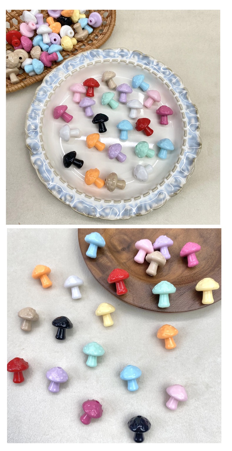 亚克力实色蘑菇diy/手机链钥匙扣包包挂件装饰饰品材料散珠批发详情5