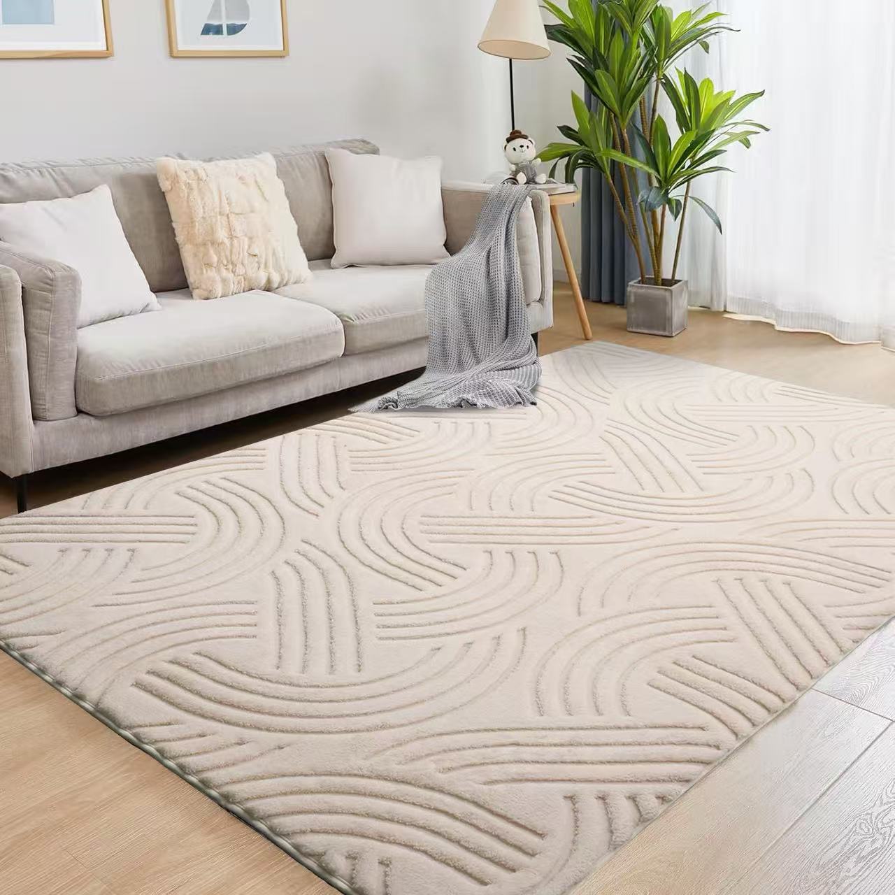 舒棉绒地毯家用防滑易打理轻奢地垫现代简约客厅地毯大面积满铺各种尺寸定制