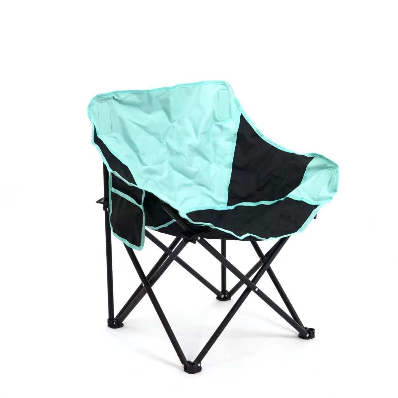 户外折叠椅牛津布便携靠背跨境露营垂钓懒人休闲拼色月亮椅批发详情图2