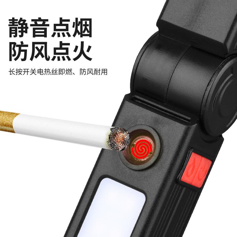 新款便携多功能强光手电筒充电应急磁吸折叠工作灯带点烟器照明灯详情3