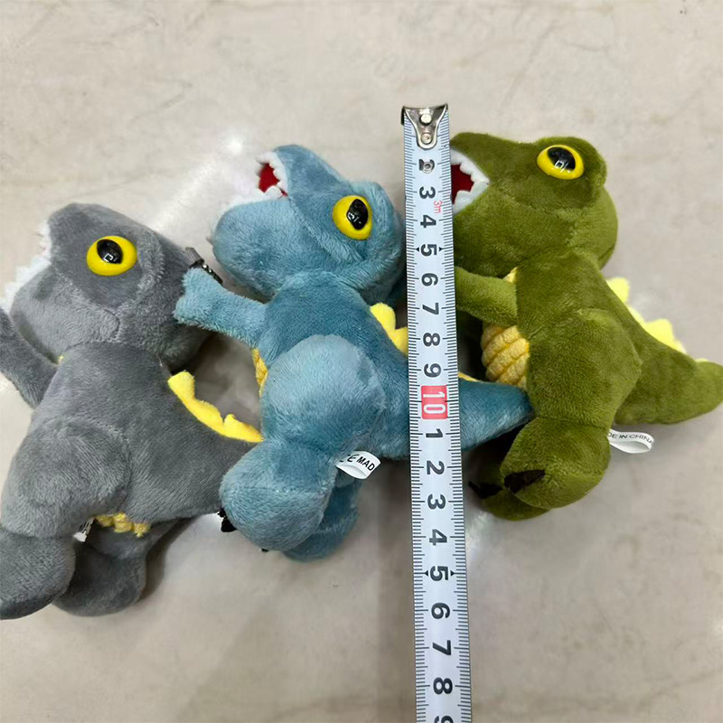 Tricolor big broken tolls dinosaurio mascota animal peluche muñeca de recuerdo colgante de perimetro de dibujos animados colgante de peluche llavero muppet colgante adorable decoración clip de regalo máquina de muñeca fábrica venta directa Specification image