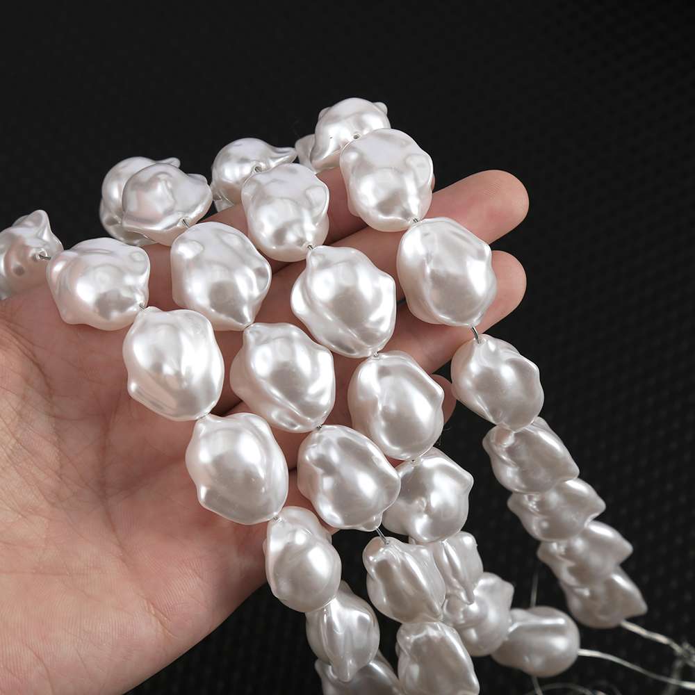 【大尺寸巴洛克塑料珍珠】异形仿珍珠DIY材料 高品质强光泽配件 适用于耳环吊坠项链制作 饰品加工批发，ABS塑料高亮珍珠