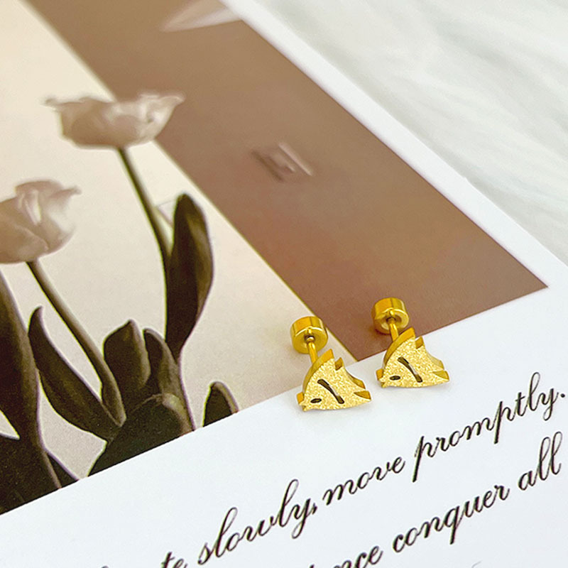 titanium steel fashion love snowflake twist screw frosted cd pig nose ear studs hollow geometry korean simple deer earrings Item Picture