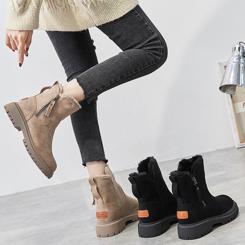 snow boots for women 2023 winter new fleece-lined women's shoes snow boots aliexpress thick cotton shoes northeast female boots full figure