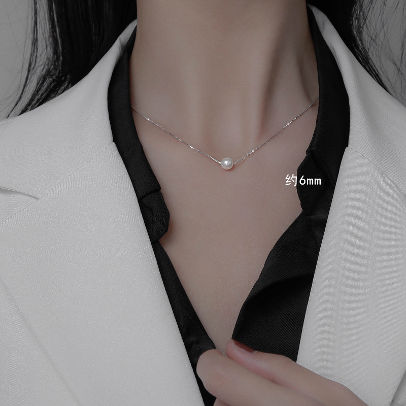 women's pearl necklace niche design light luxury cold style necklace high sense simple and fresh clavicle chain pendant Specification drawing