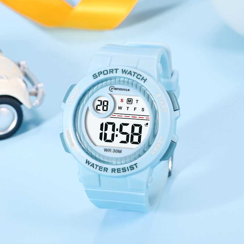 student electronic watch men's alarm clock 30atm waterproof led luminous swimming fresh birthday gift children's watch female Item Picture