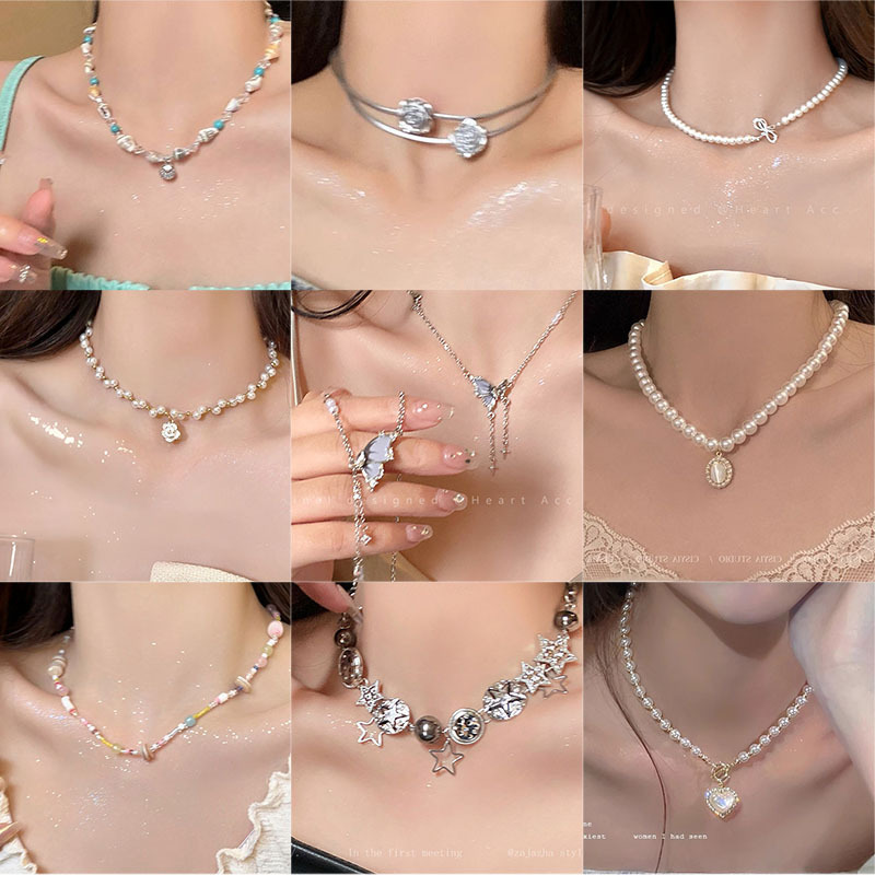 high-grade popular butterfly pearl necklace for women ins style all-match niche new style clavicle chain light luxury exquisite accessories full figure