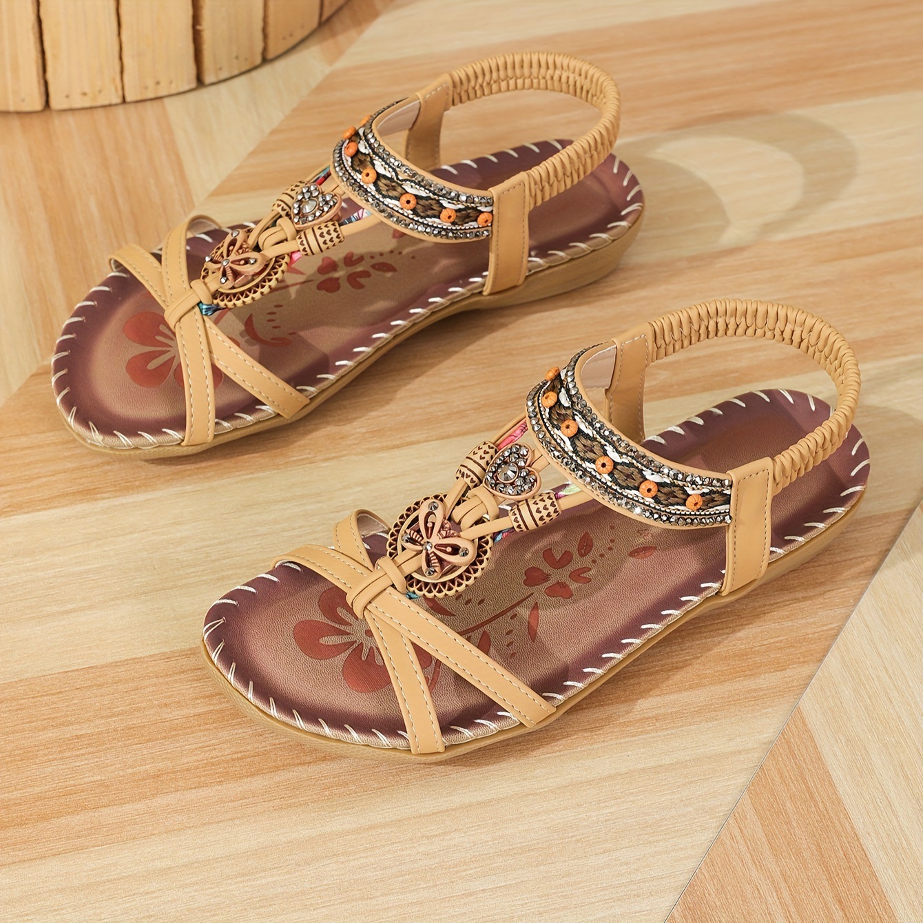 bow 2025 new women's shoes flat handmade beaded rhinestone sandals outdoor beach mcqueen white shoes for women Item Picture