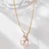 affordable luxury fashion style elegant graceful simple square rhinestone pearl necklace female titanium steel high-grade sense does not fade necklace full figure