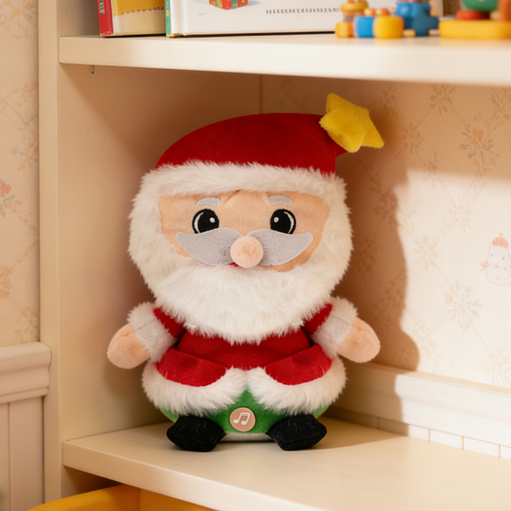 Electric Santa Claus cross-border bestseller, electric plush toy, learning to speak and sing, light toy, Christmas festival funny toy Specification image