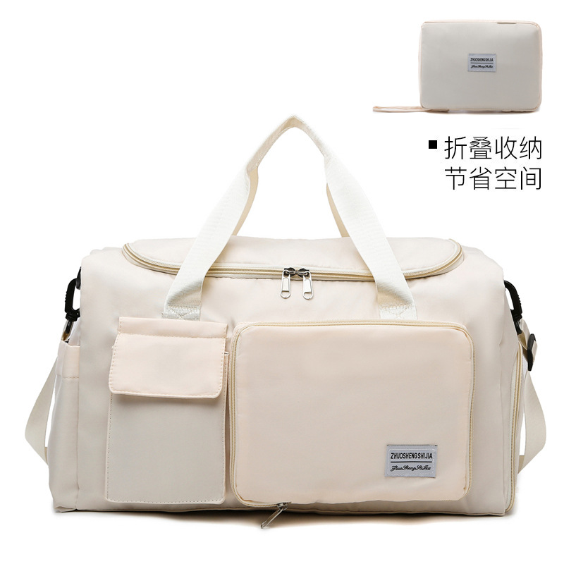 portable travel bag large capacity luggage bag dry wet separation gym bag independent shoe warehouse folding storage maternity package bag Specification drawing