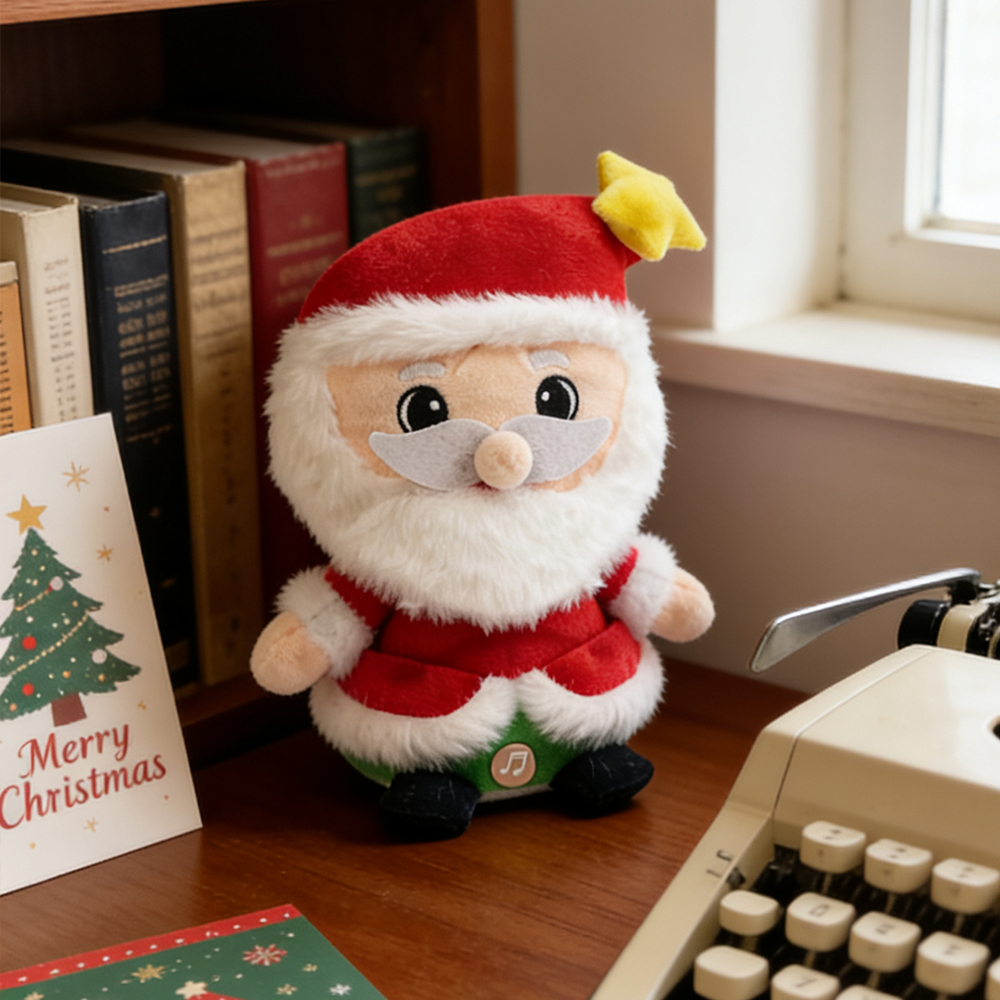 Electric Santa Claus cross-border bestseller, electric plush toy, learning to speak and sing, light toy, Christmas festival funny toy details Picture