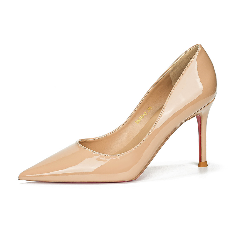 french style red bottom side empty pointed high heels women's stiletto heel autumn and winter low mouth sexy temperament all-match light luxury high-grade undefined