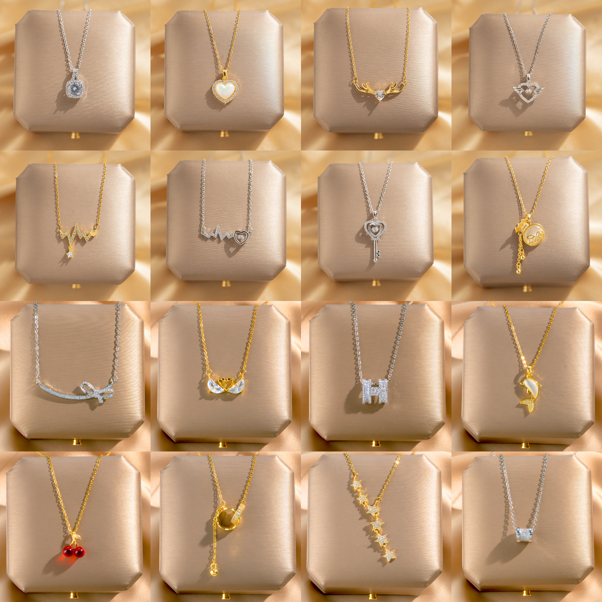 japanese and korean simple and popular ins style titanium steel necklace female niche exquisite internet celebrity zircon clavicle chain high sense ornament full figure