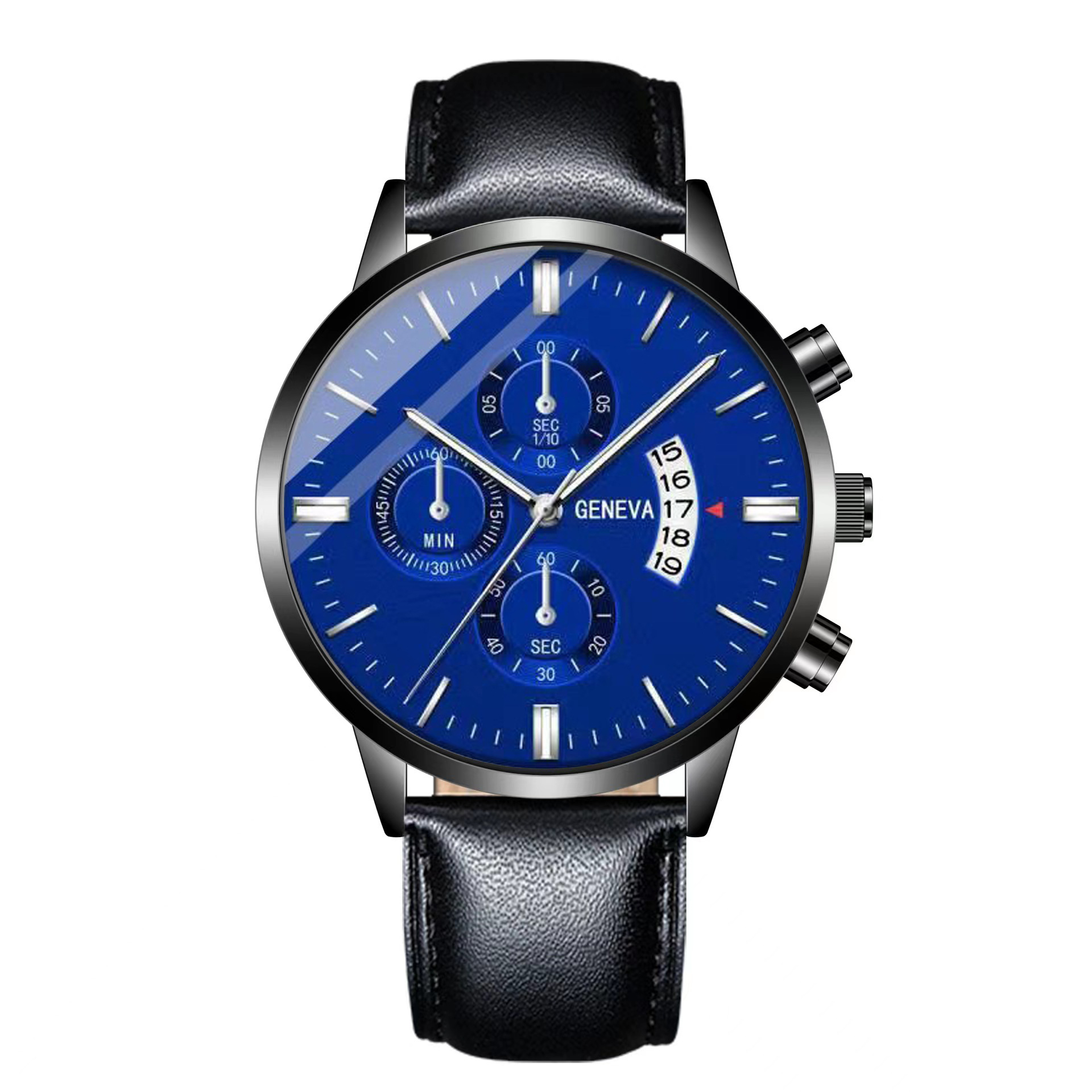 foreign trade cross-border hot simple men's business watch stainless steel fashion belt watch luminous calendar quartz full figure