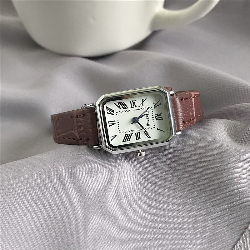 new women's watch elegance retro roman blue needle scale design simple fashion square wrist watch quartz watch Item Picture