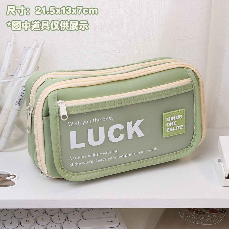pencil case new! luck flip large capacity good-looking student ins pencil box girl stain-resistant stationery box details Picture