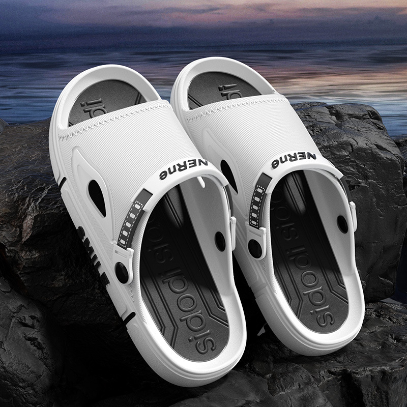 sandals men's non-slip dopamine super light super thick shit feeling slippers outdoor sports driving two-way wear couple beach shoes details Picture