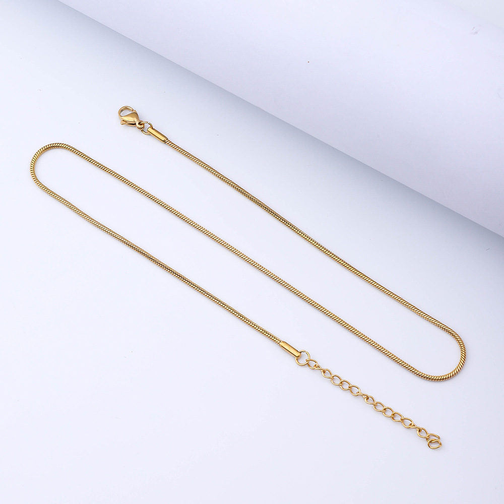 best seller in europe and america vacuum electroplating round snake bones chain titanium steel necklace necklace accessories women's stainless steel clavicle snake chain details Picture