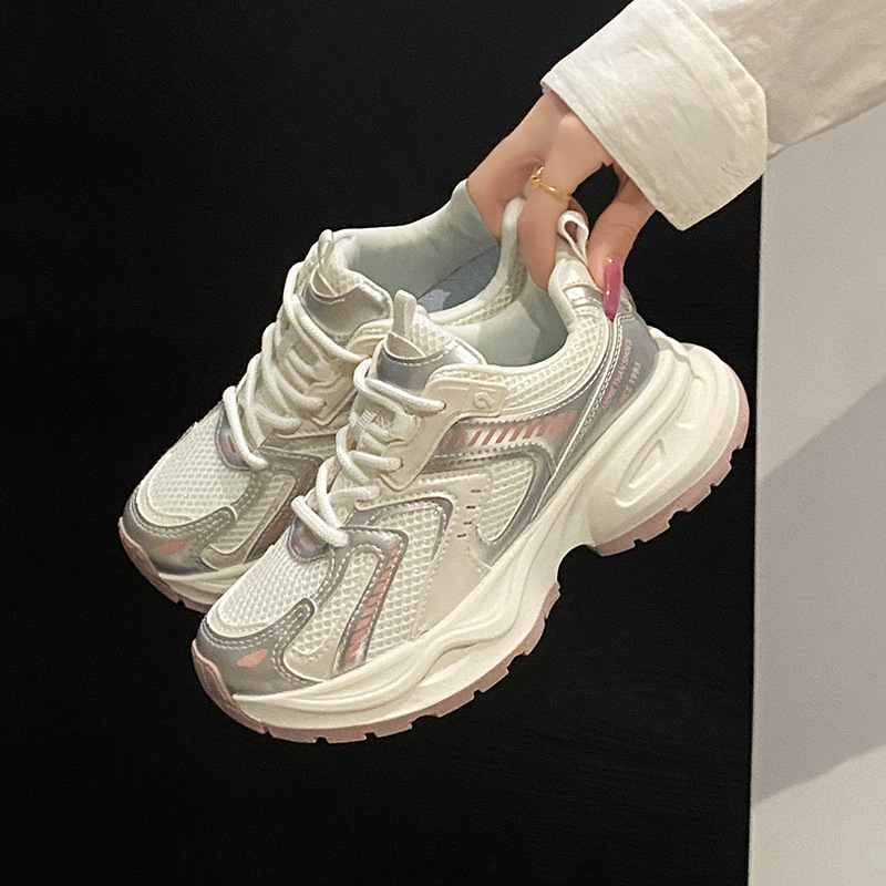 ins korean style new dad shoes female 2024 autumn student sports running shoes casual platform height increasing shoes g2307 details Picture