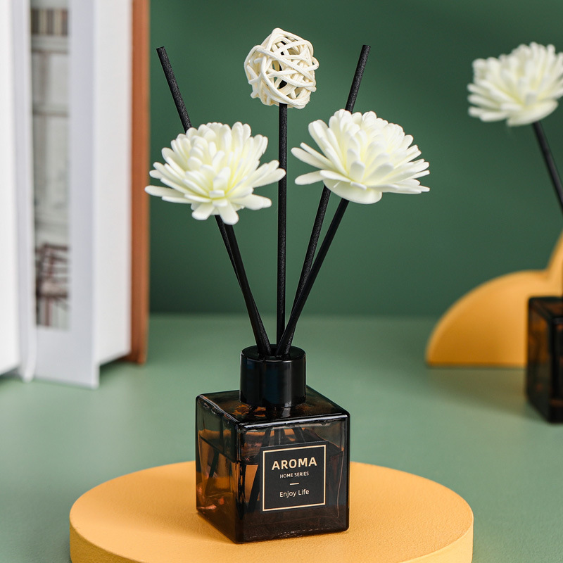 gray small squre bottle reed diffuser essential oil bedroom living room fragrance incense decoration household perfume factory wholesale full figure
