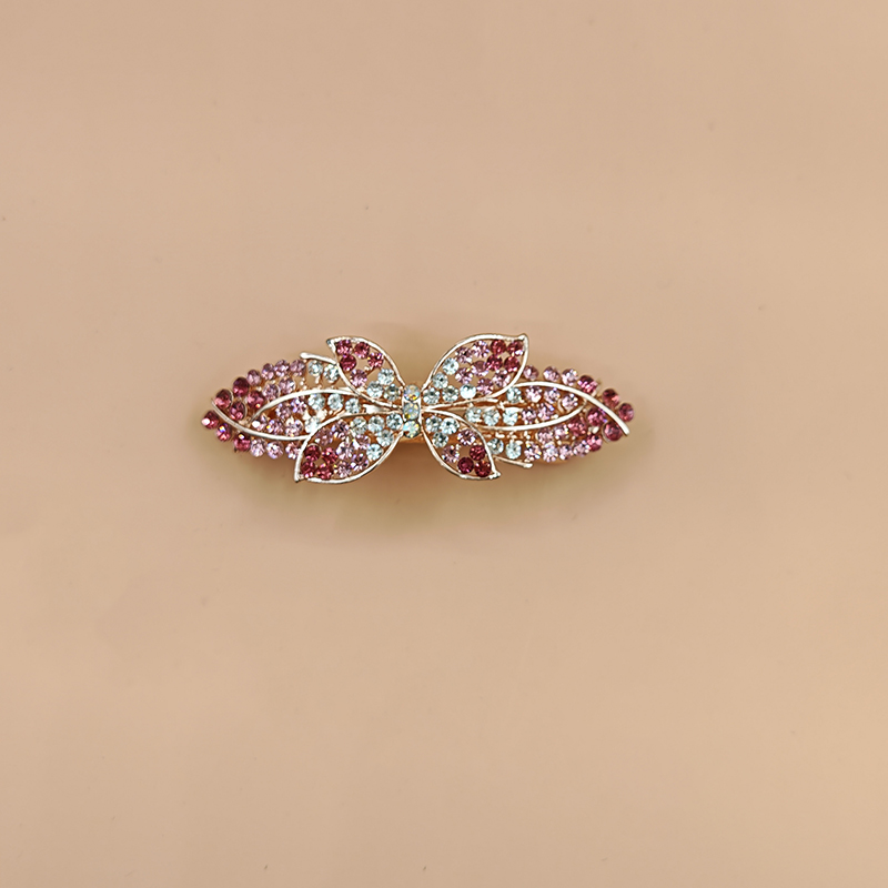 新年红色鲨鱼夹鸭嘴夹发饰发夹发合金材质时尚百搭发饰品彩色水钻发夹详情图4