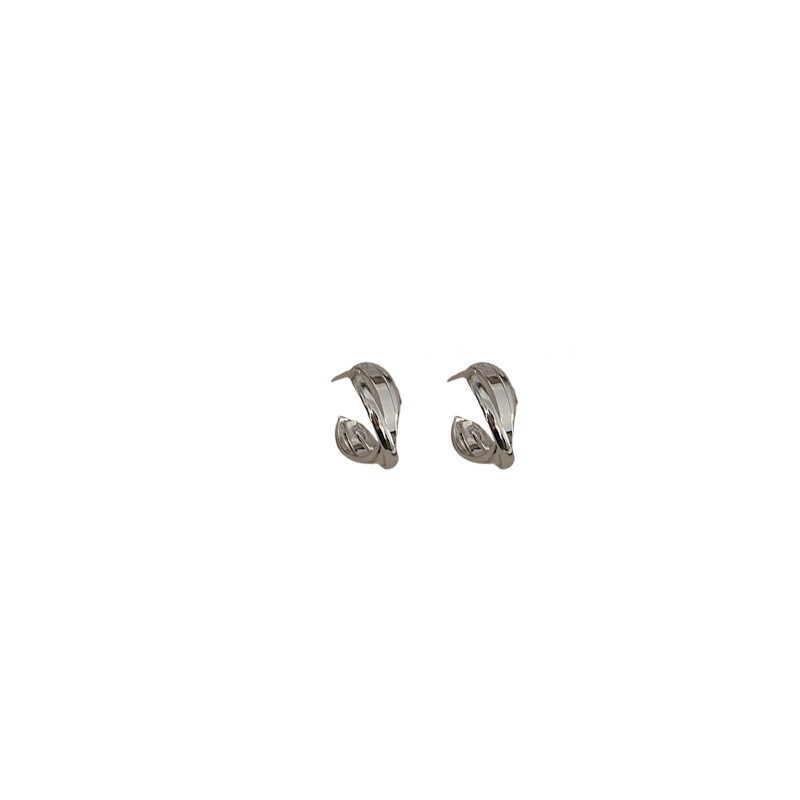 high-grade temperament plain silver earrings female 2024 new top-selling product fashion small round ring earrings ear studs graceful earrings Item Picture