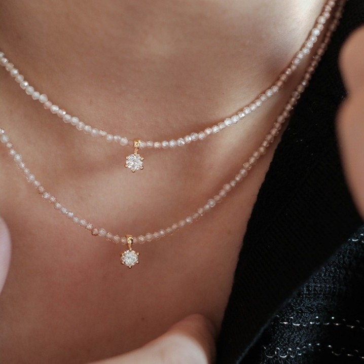 sanswood phantom of the opera light luxury exquisite champagne crystal zircon moissanite sterling silver necklace for women details Picture
