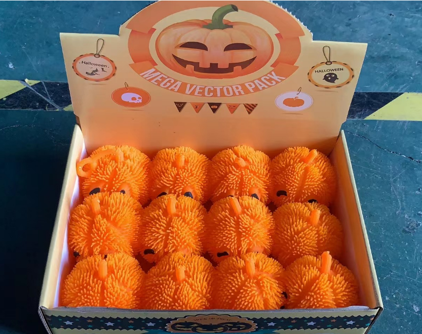 Ghost Festival Pumpkin Lantern Puff Ball Cute Halloween Pumpkin Yoyo Pumpkin Lantern TPR Soft Glow Toy Application Scenario