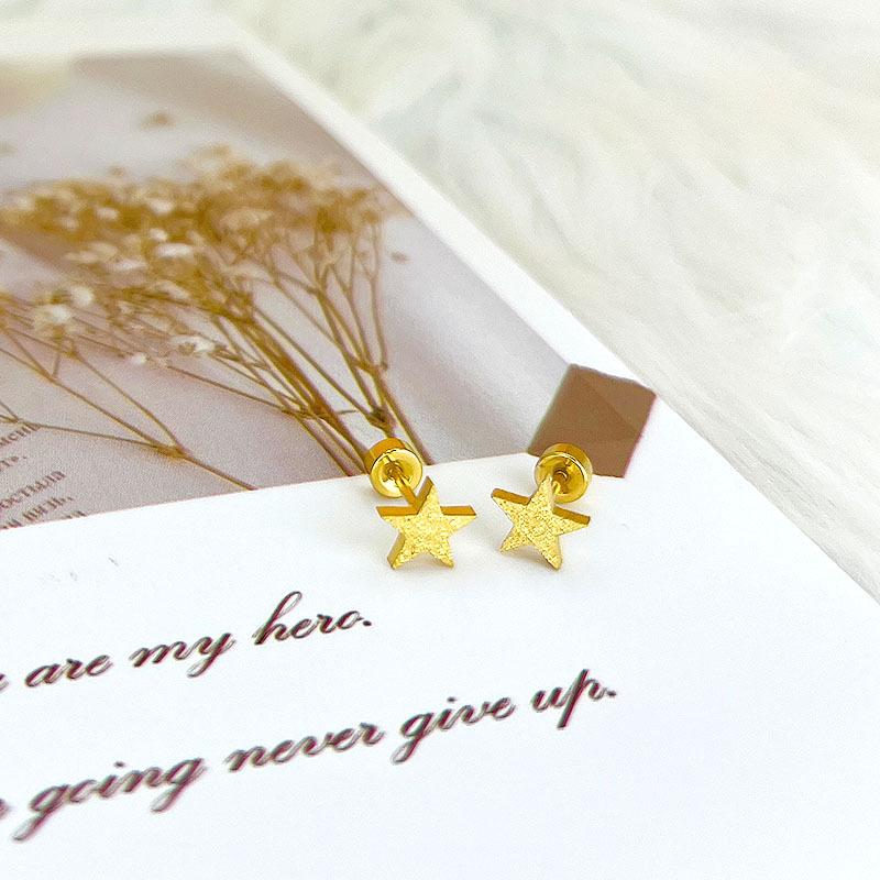 titanium steel fashion love snowflake twist screw frosted cd pig nose ear studs hollow geometry korean simple deer earrings Specification drawing