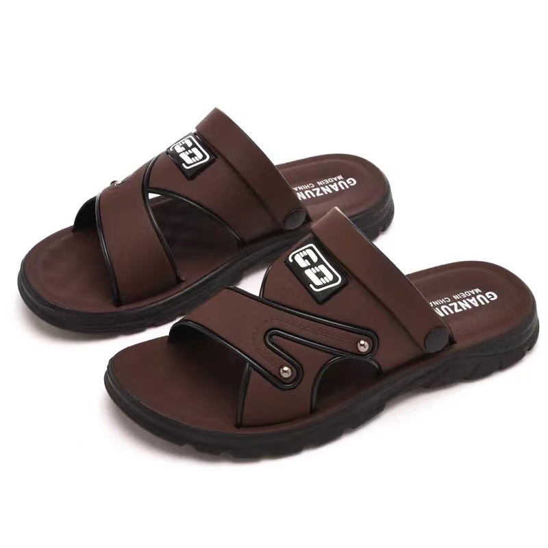new summer men's platform non-slip comfortable soft rubber sole outdoor driver black brown work dual-use beach sandals full figure