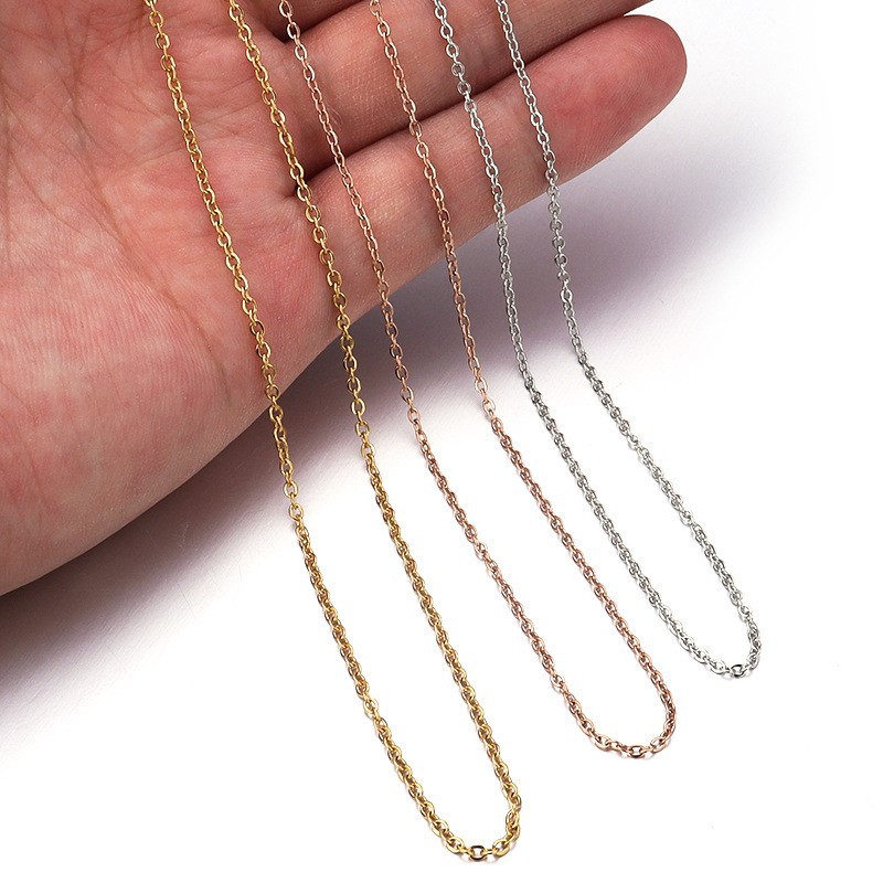 spot women's titanium steel necklace o-shaped chain chain lip chain flat cross stainless steel necklace length multi-specification details Picture
