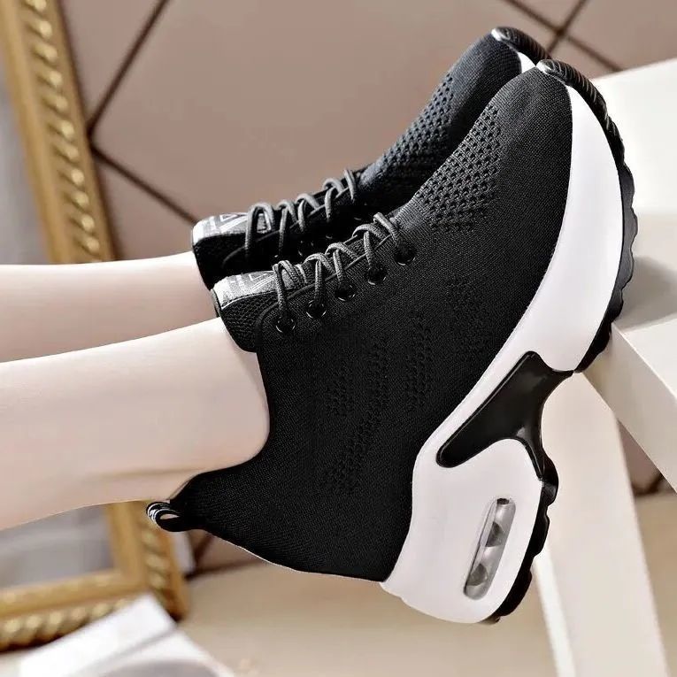 hidden heel white shoes women 2023 new flying woven shoes foreign trade mesh breathable casual sneakers women in stock wholesale details Picture