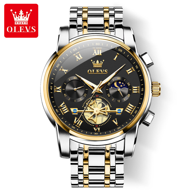 olevs brand watch multifunctional luminous waterproof quartz watch cross-border foreign trade business men's watch men's watch Item Picture