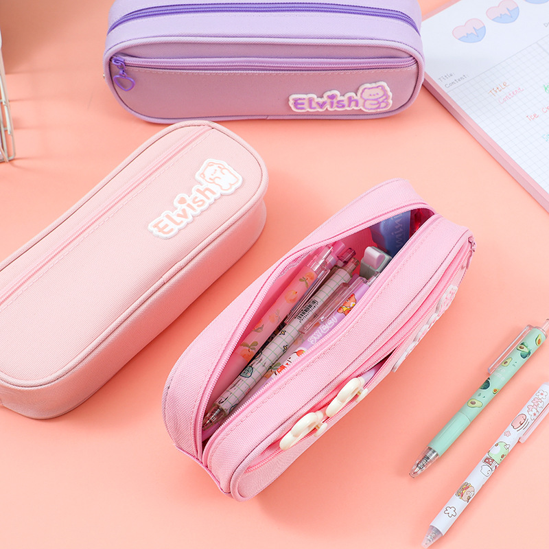 2025 new bear pencil case simple lovely pencil box oxford cloth pencil box student stationery box fresh stationery pack Application Scenario