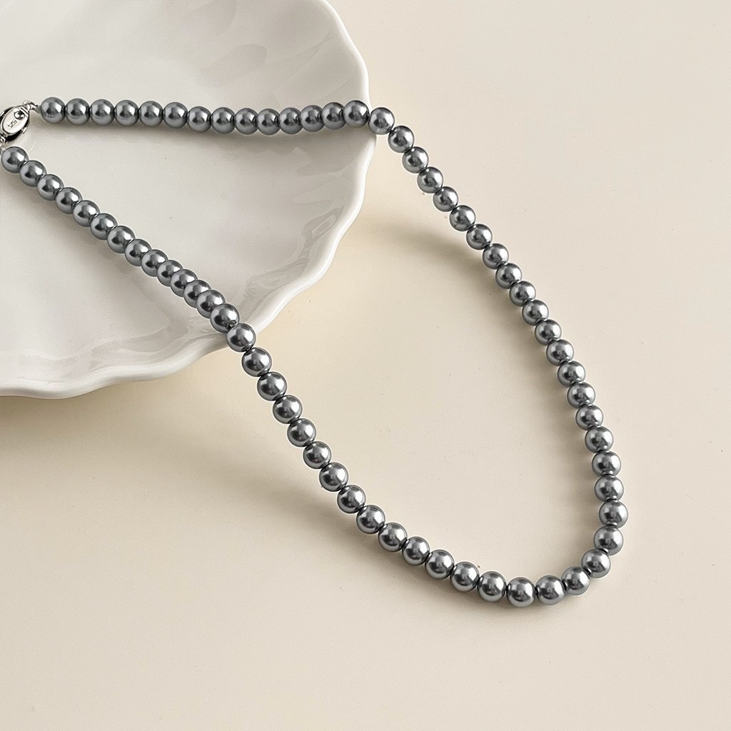 women's korean-style bloggers same style pearl necklace french-style retro stackable clavicle chain niche temperament high-grade necklace Specification drawing