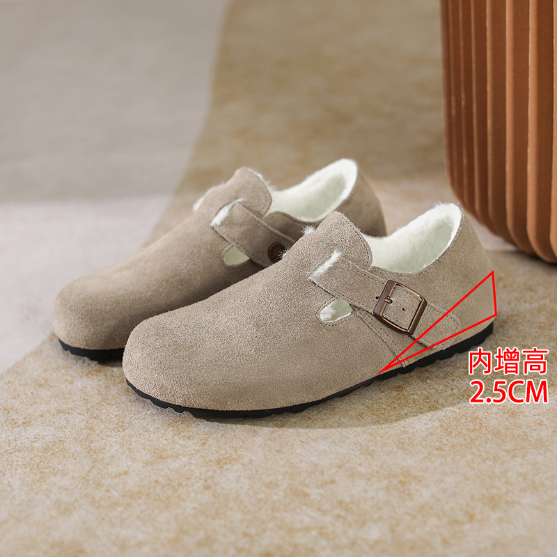 cowhide version all-inclusive birkenstock women's thick bottom slip-on lazy autumn versatile sanxi same style large size birkenstock shoes Specification drawing