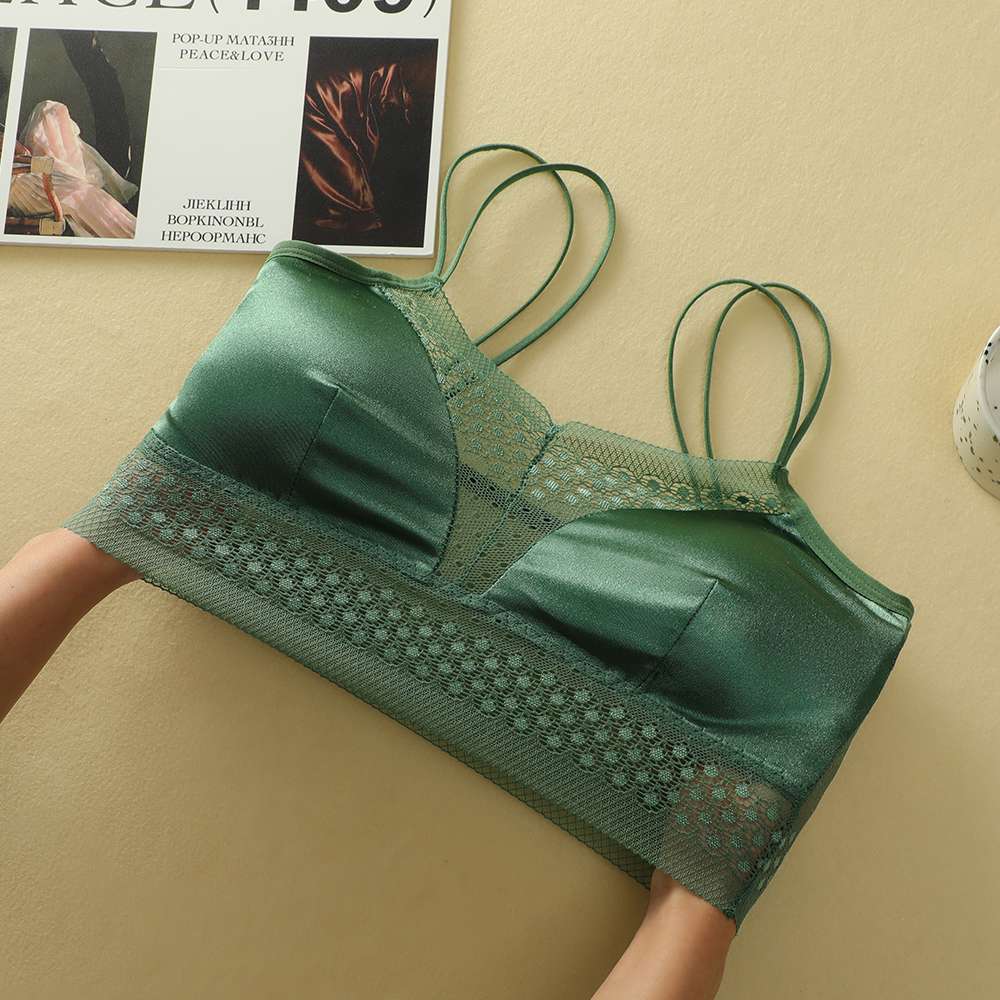 Ladies' lace, beautiful back bra with sequined straps undefined