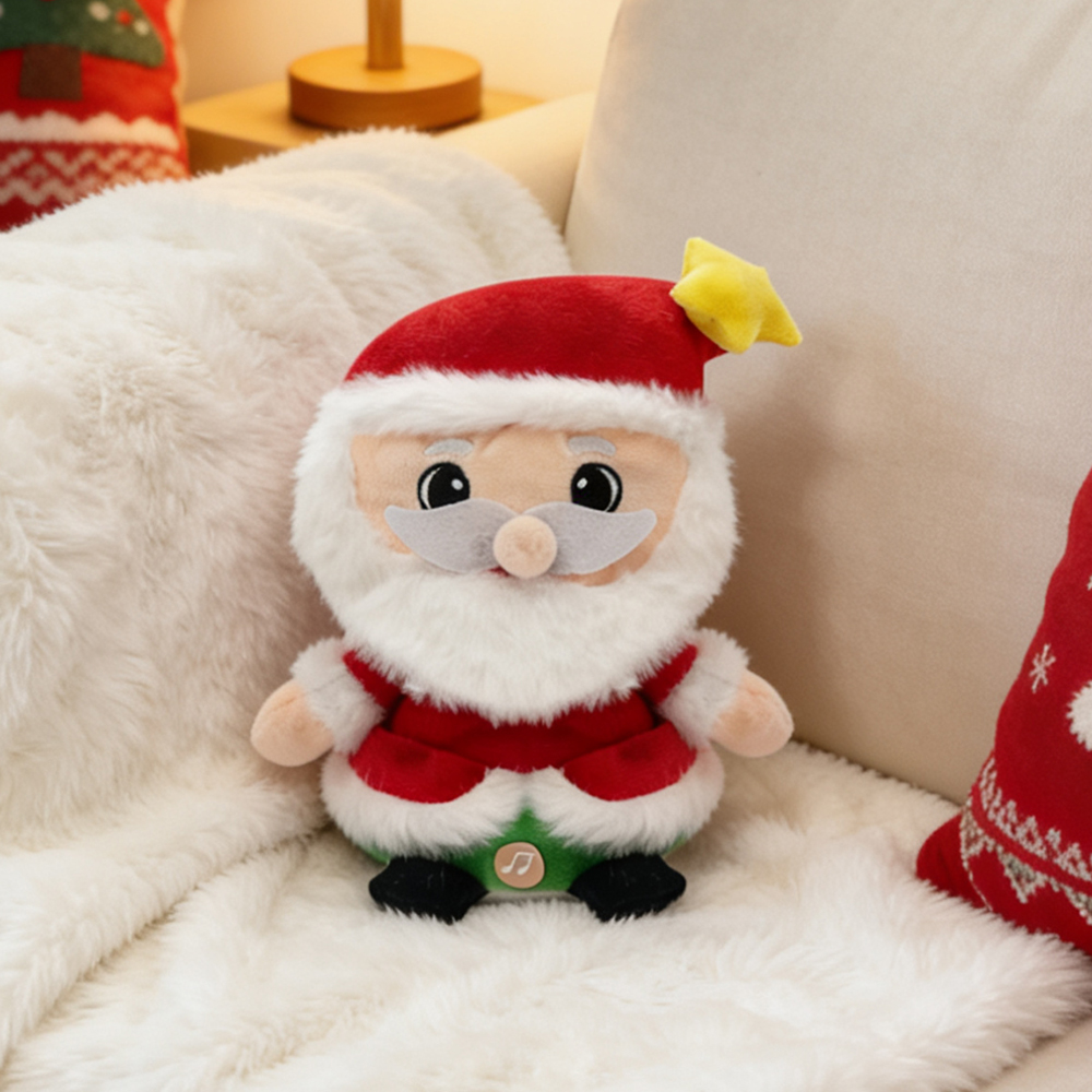 Electric Santa Claus cross-border bestseller, electric plush toy, learning to speak and sing, light toy, Christmas festival funny toy Item Picture