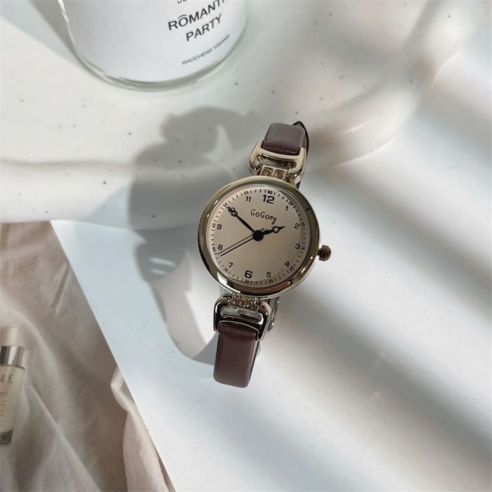 new watch female retro british style special interest light luxury fashion high sense female student round digital belt small Specification drawing