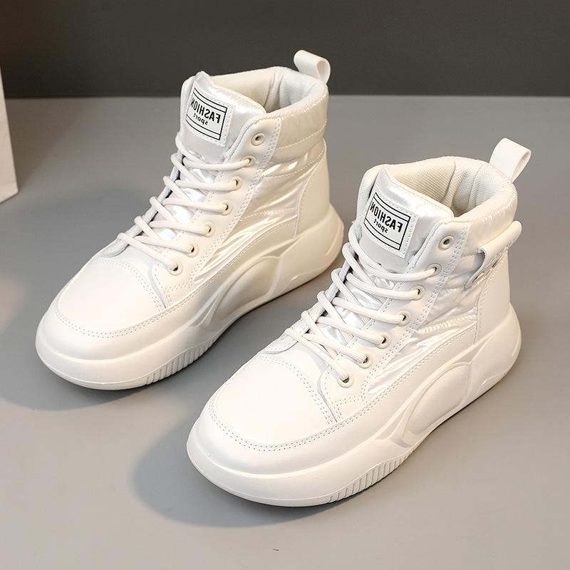 yb6060 new women's shoes cotton-padded shoes 2023 spring and autumn mid-top breathable increased platform sneakers casual shoes down cloth full figure