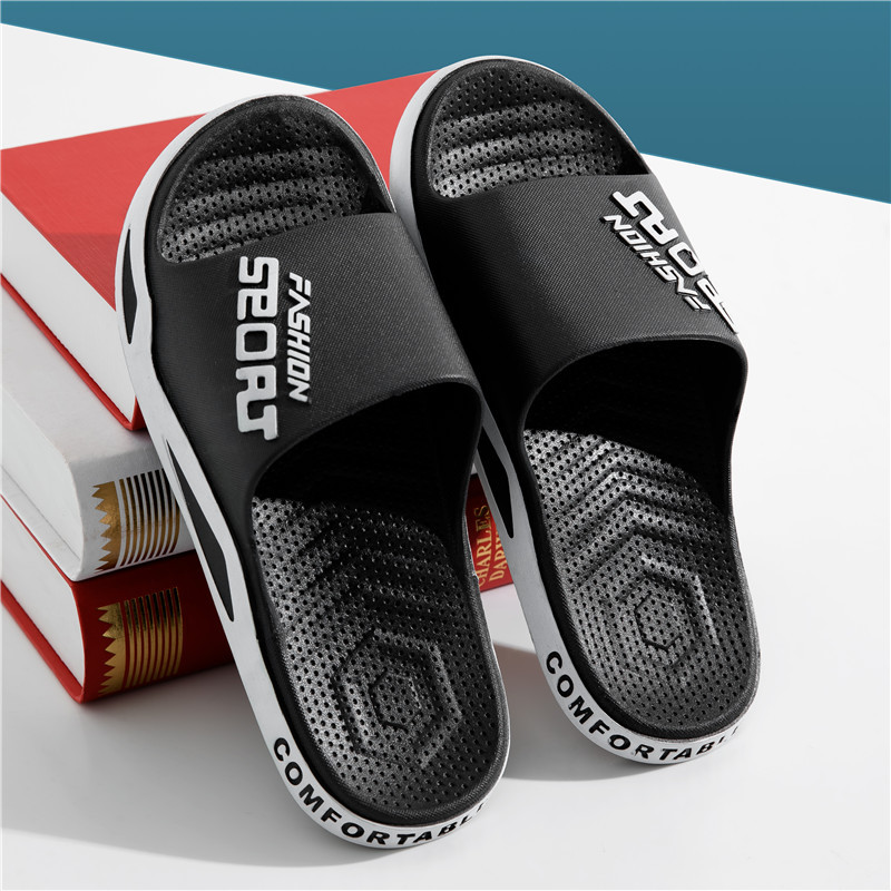 slip-on slippers men's indoor home non-slip home men's bath soft bottom outdoor slippers breathable deodorant full figure