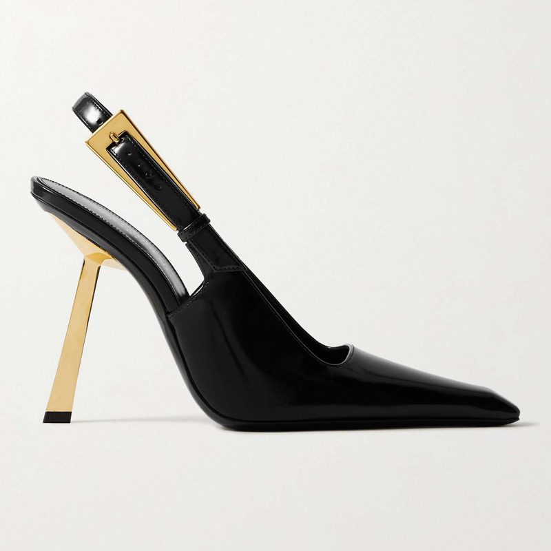 2025 summer new european and american style square toe stiletto heel sandals patent leather surface rubber sole microfiber lining women's shoes Item Picture