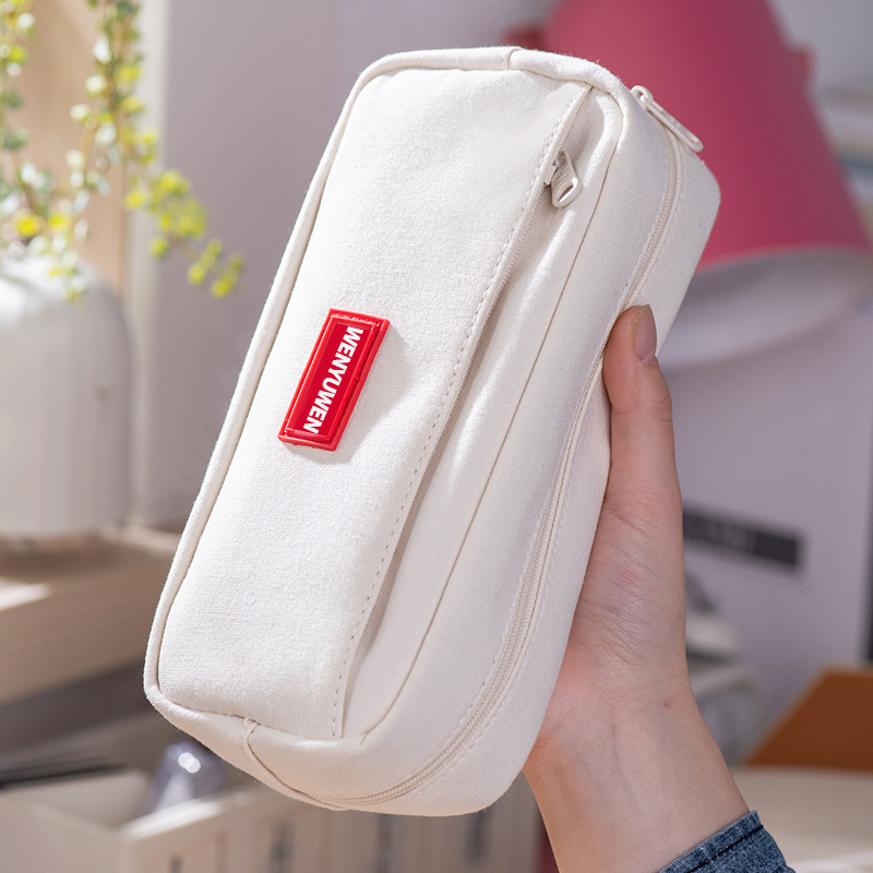 simple large capacity pencil case solid color high sense pencil case student stain-resistant pencil box customized wholesale pencil bag full figure