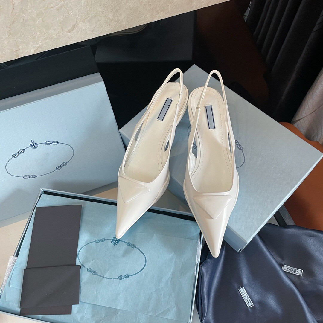 p's pointed toe kitten heel sandals women's 2023 summer european and american new triangle mark high heels mid heel toe box slingback sandals full figure