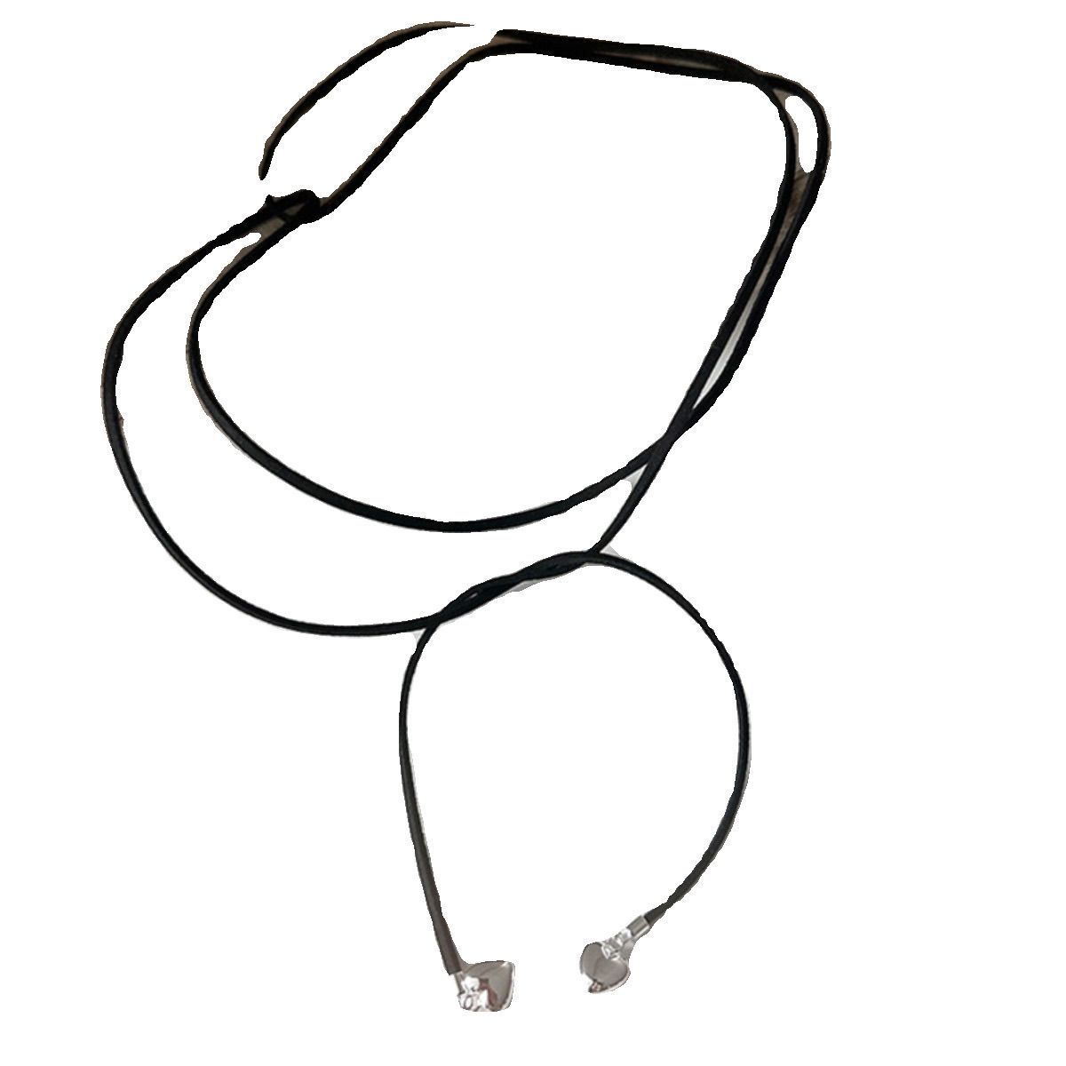 Bow choker necklace, black rope heart necklace, extended sweater chain strap, multiple wearing methods can be adjusted. Bow choker necklace, black rope heart necklace, extended sweater chain strap, multiple ways to wear detail image 4